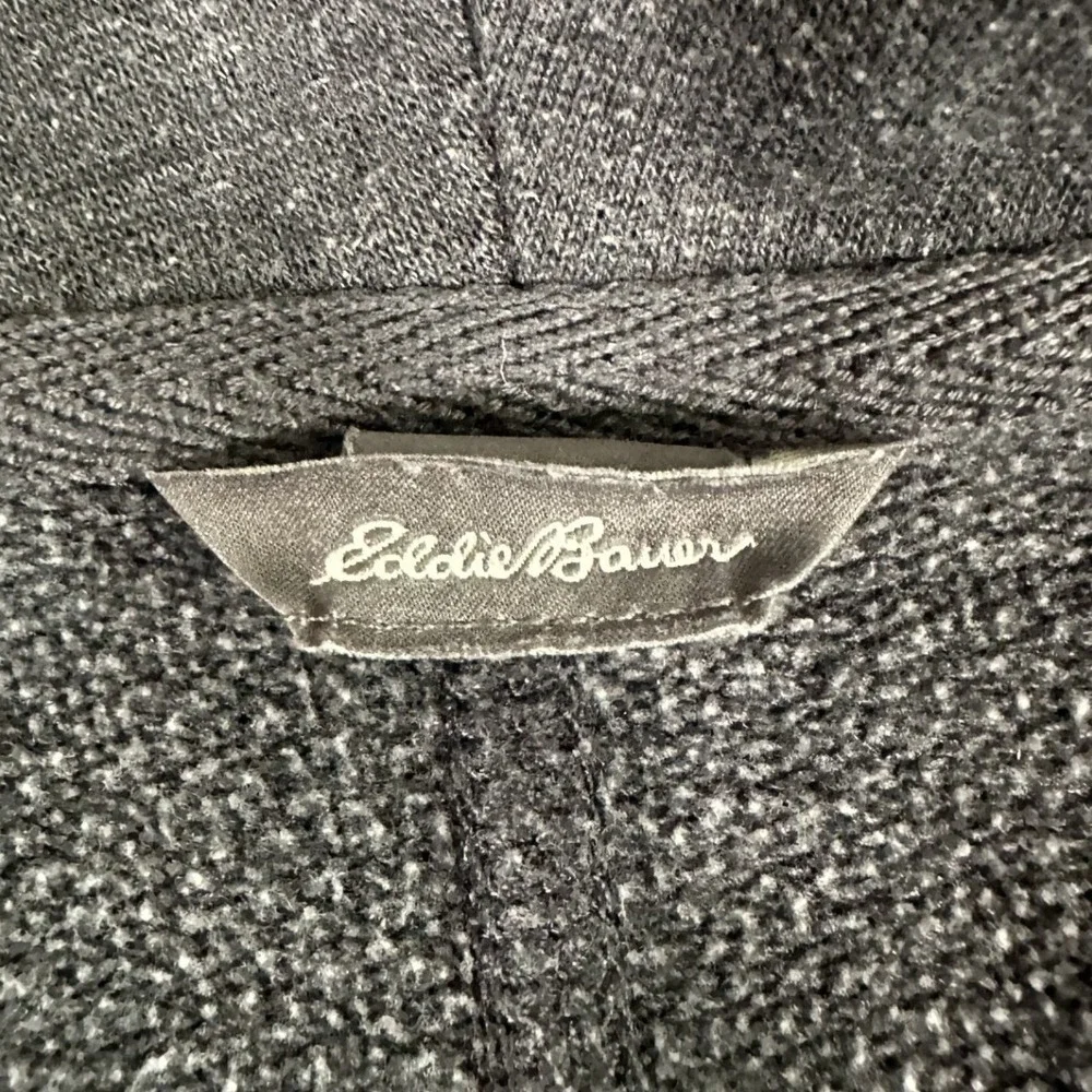 Eddie Bauer Open‎ Front Cardigan Small Gray Fleece Lined Thumbholes